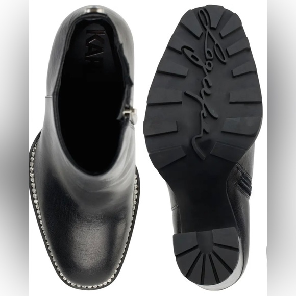 KARL LAGERFELD PARIS STYLE PEPPY BLACK GRAIN LEATHER BOOTIE SIZE 7.5 - Picture 6 of 15